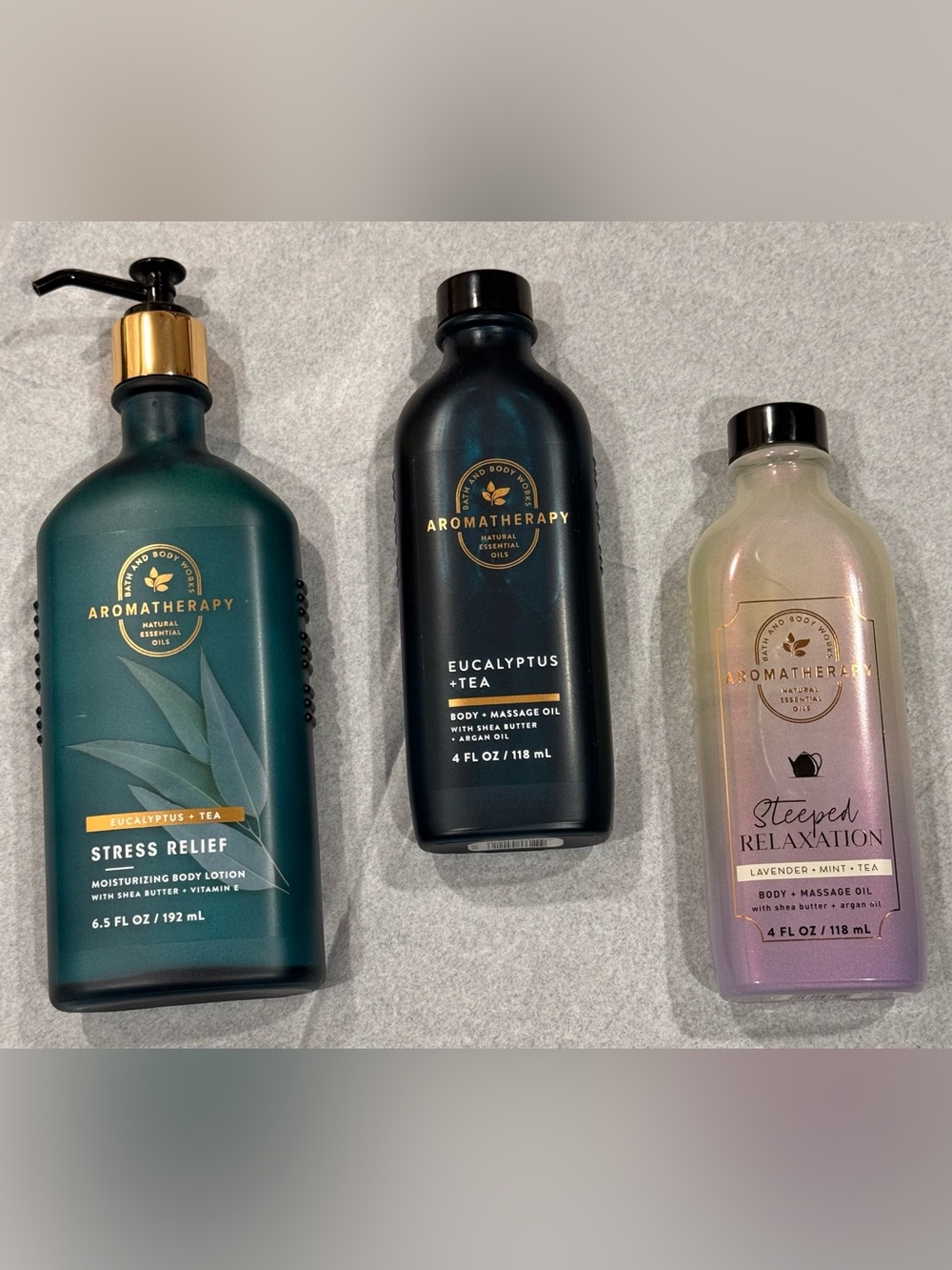 Bath & Body Works Aromatherapy Stress Relief Lotion & Massage Oil Set 3pc
